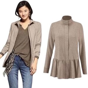 CAbi Weekend Topper Jacket Sweater Zip Peplum Size Small